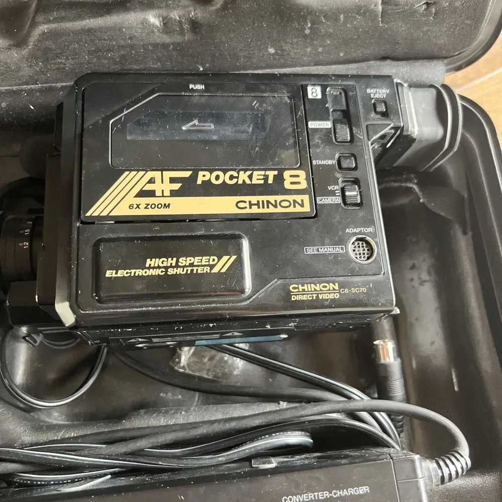 CHINON Pocket 8 C8-C60 Video Camera 6X Zoom Circa 1980's Full Set W Case No Batt